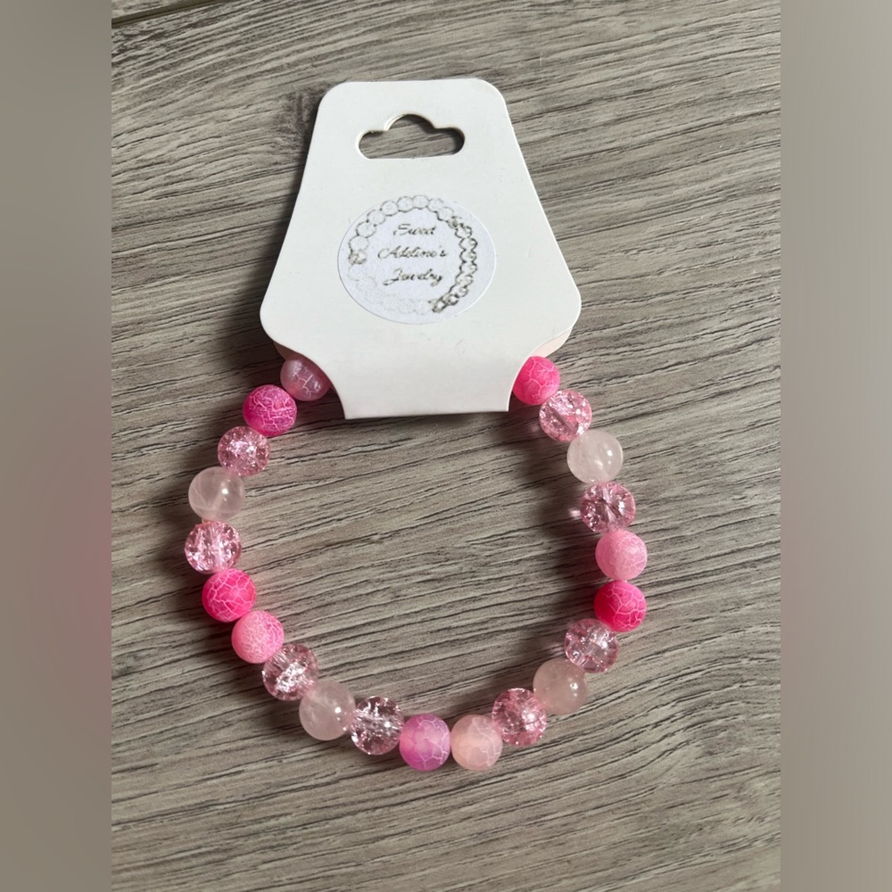 Pink Quartz Glass Gemstone Bracelet